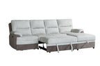 Beige And Brown Fabric Sleeper L Shaped Three Piece Sofa and Storage Chaise Sectional