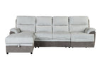 Beige And Brown Fabric Sleeper L Shaped Three Piece Sofa and Storage Chaise Sectional