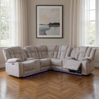 Light Gray Fabric Power Reclining Curved Corner Sectional With Console