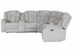 Light Gray Fabric Power Reclining Curved Corner Sectional With Console
