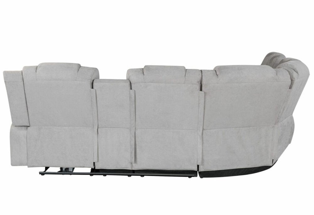 Light Gray Fabric Power Reclining Curved Corner Sectional With Console