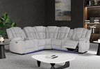 Light Gray Fabric Power Reclining Curved Corner Sectional With Console