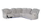 Light Gray Fabric Power Reclining Curved Corner Sectional With Console