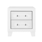 22" White Two Drawer Wood Nightstand