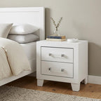 22" White Two Drawer Wood Nightstand