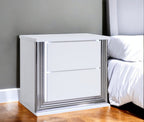 25" White Solid and Manufactured Wood Lighted Two Drawer Nightstand