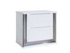 25" White Solid and Manufactured Wood Lighted Two Drawer Nightstand
