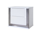 25" White Solid and Manufactured Wood Lighted Two Drawer Nightstand