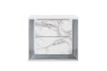 25" White Wood Faux Marble Solid and Manufactured Wood Lighted Two Drawer Nightstand with USB Port
