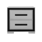 25" Gray and Black Two Drawer Wood Nightstand