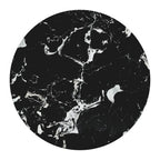 30" Black and Brown Genuine Marble Marble and Solid Wood Round Coffee Table