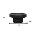 28" Black Solid Wood Round Pedestal Coffee Table