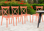 Set of Four 21" Salmon Heavy Duty Plastic Outdoor Stacking Dining Chairs