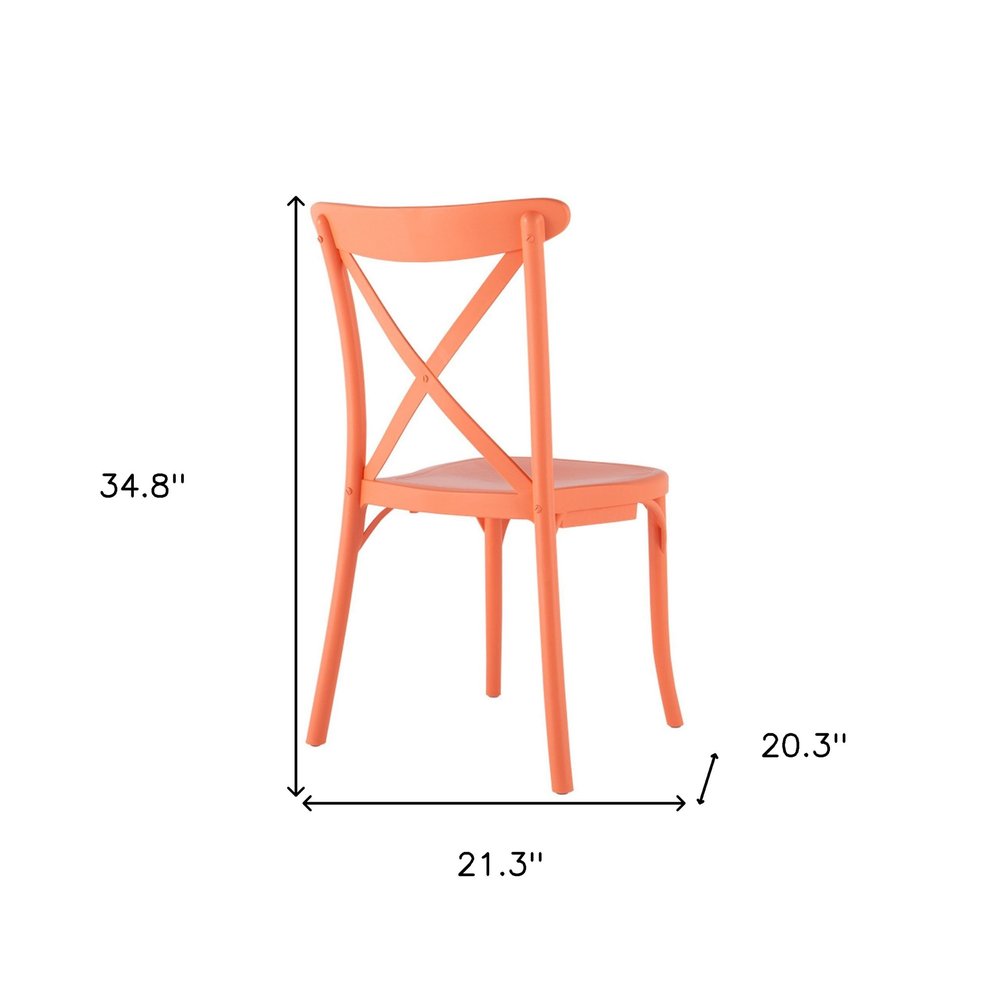 Set of Two Salmon Heavy Duty Plastic Outdoor Stacking Dining Chairs