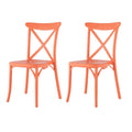 Set of Two Salmon Heavy Duty Plastic Outdoor Stacking Dining Chairs
