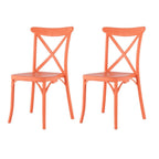 Set of Four 21" Salmon Heavy Duty Plastic Outdoor Stacking Dining Chairs