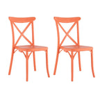 Set of Two Salmon Heavy Duty Plastic Outdoor Stacking Dining Chairs