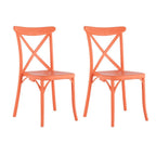 Set of Four 21" Salmon Heavy Duty Plastic Outdoor Stacking Dining Chairs