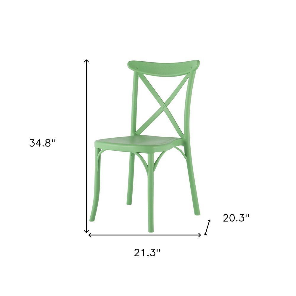 Set of Four 21" Green Heavy Duty Plastic Outdoor Stacking Dining Chairs
