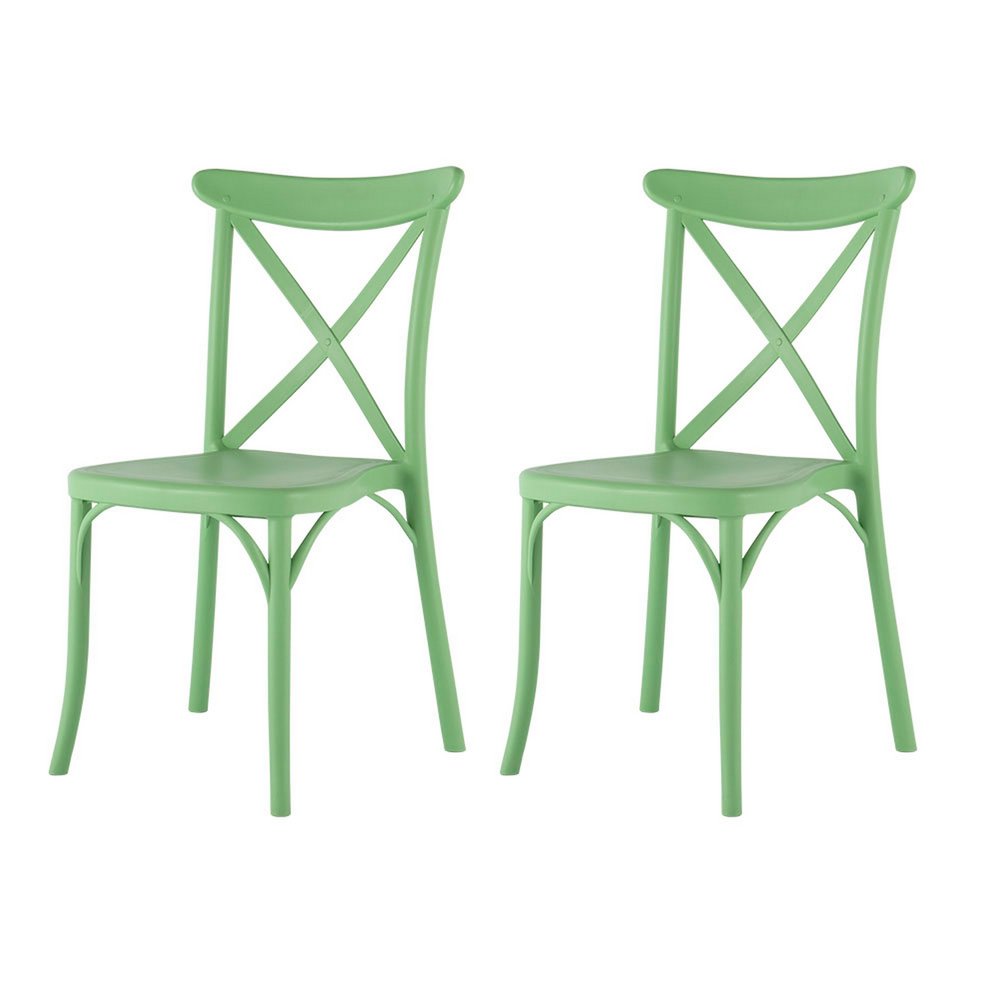 Set of Four 21" Green Heavy Duty Plastic Outdoor Stacking Dining Chairs
