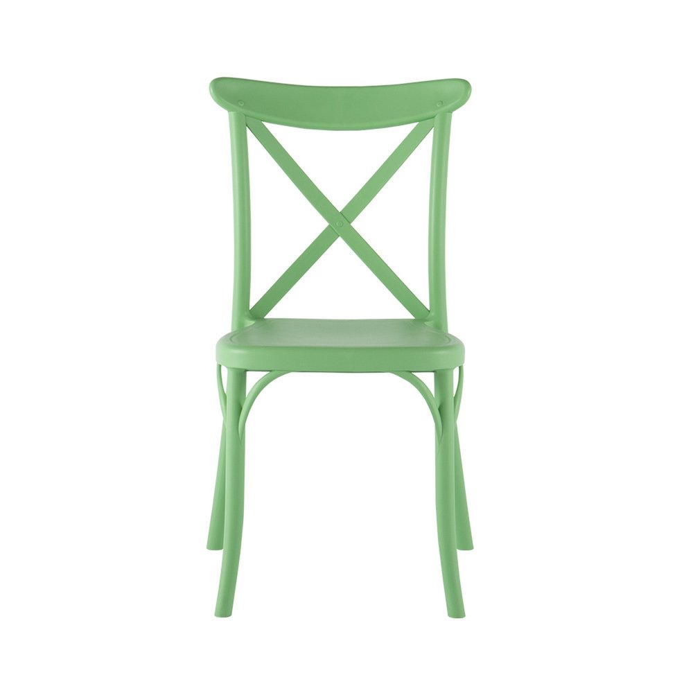 Set of Four 21" Green Heavy Duty Plastic Outdoor Stacking Dining Chairs