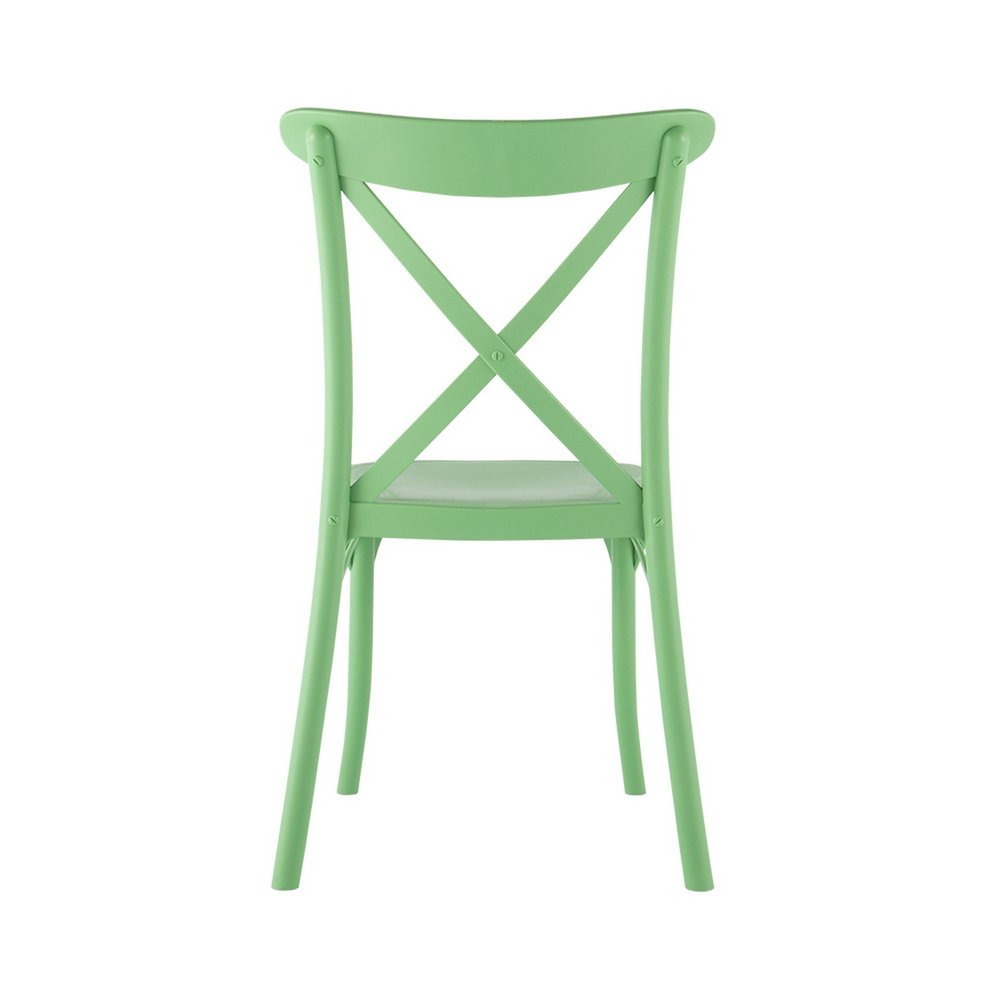 Set of Four 21" Green Heavy Duty Plastic Outdoor Stacking Dining Chairs