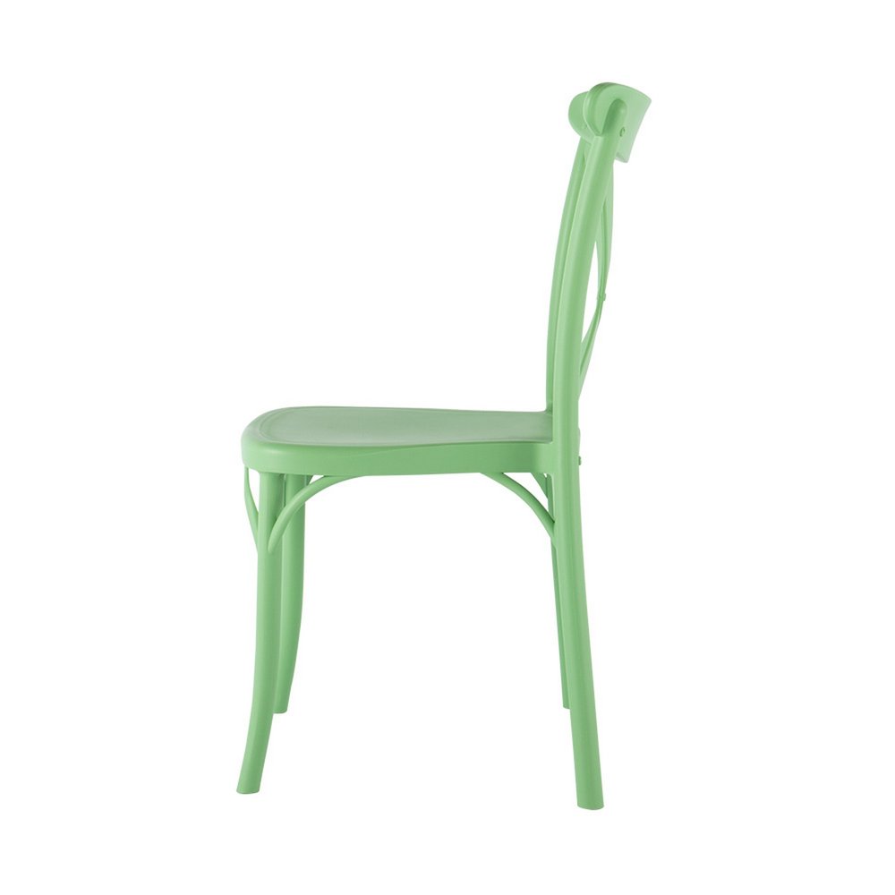 Set of Four 21" Green Heavy Duty Plastic Outdoor Stacking Dining Chairs
