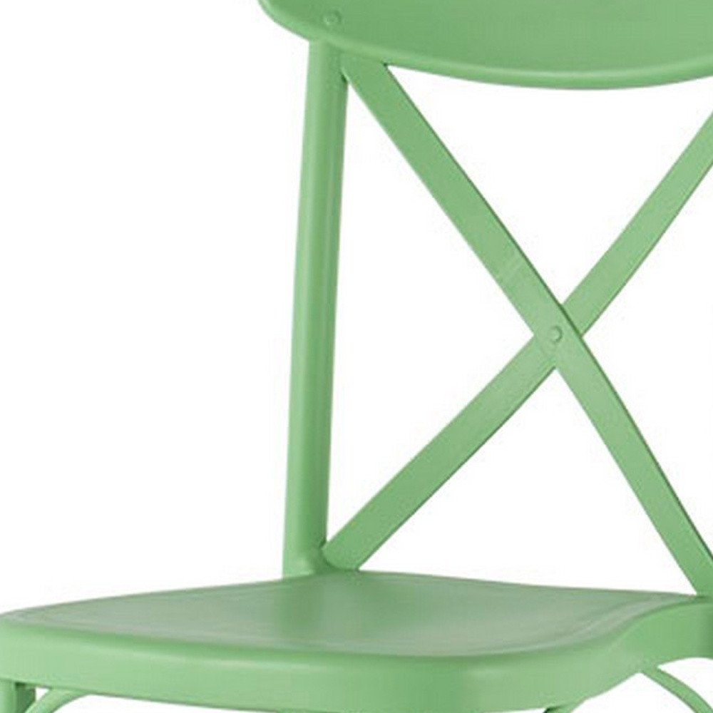 Set of Four 21" Green Heavy Duty Plastic Outdoor Stacking Dining Chairs