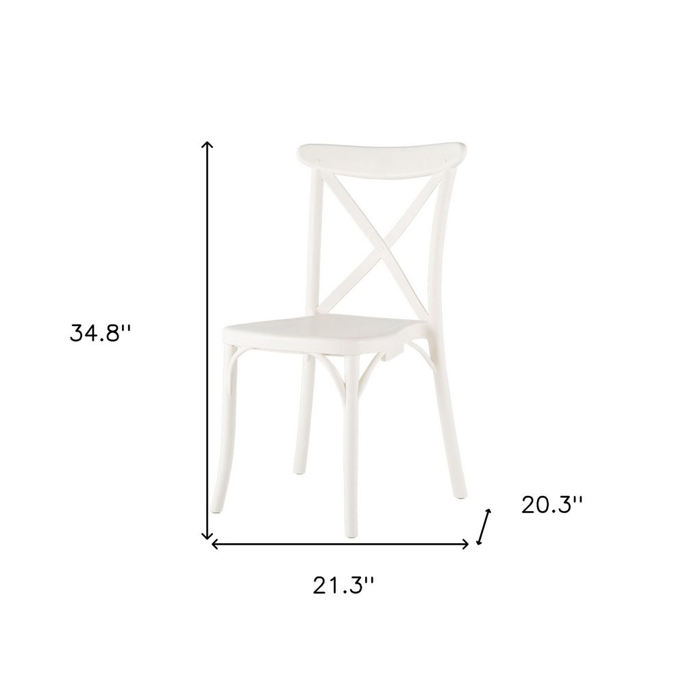 Set of Four 21" White Heavy Duty Plastic Outdoor Stacking Dining Chairs