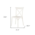 Set of Two White Heavy Duty Plastic Outdoor Stacking Dining Chairs