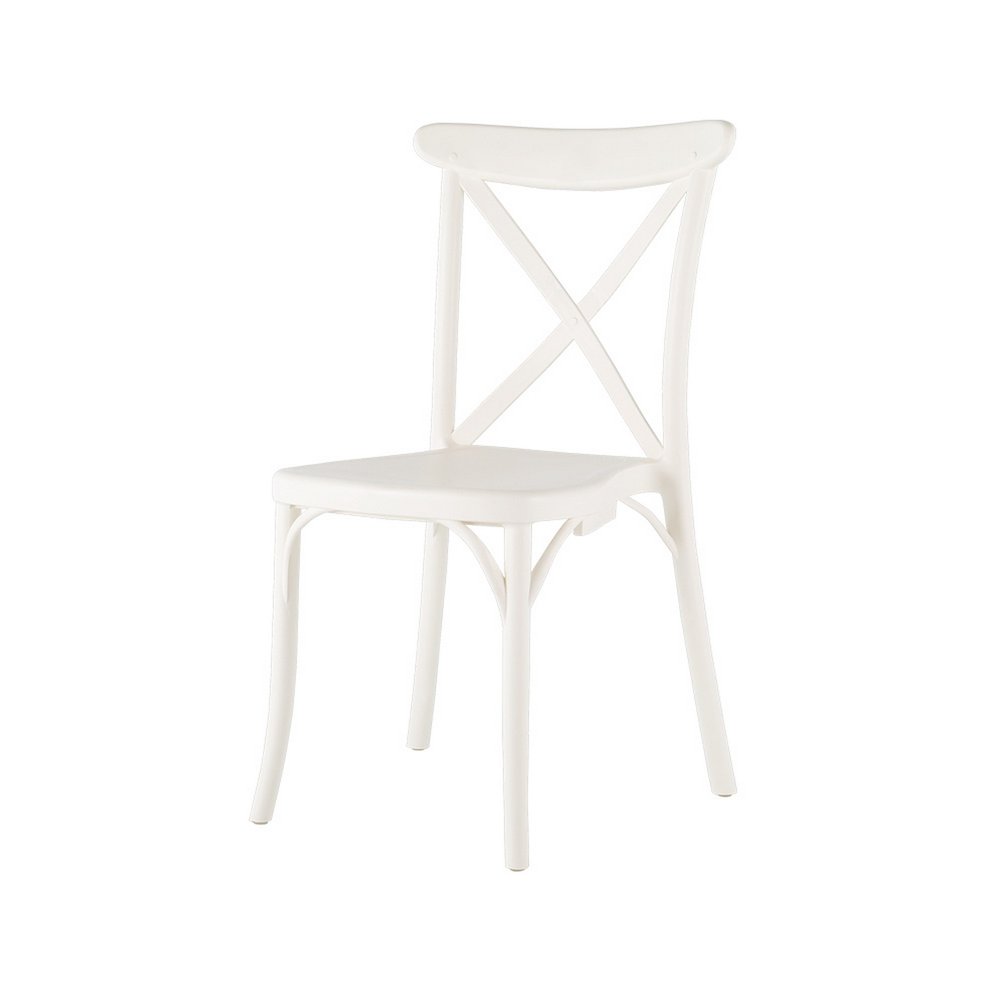 Set of Four 21" White Heavy Duty Plastic Outdoor Stacking Dining Chairs