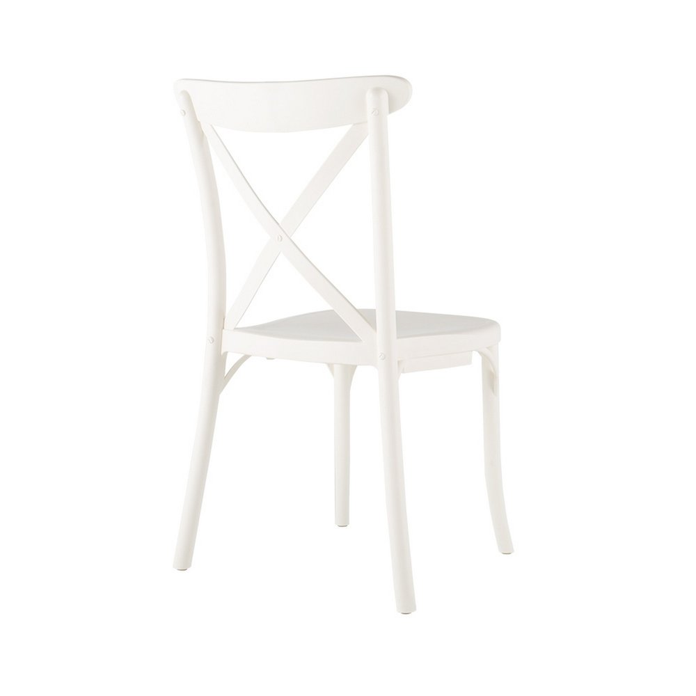 Set of Four 21" White Heavy Duty Plastic Outdoor Stacking Dining Chairs