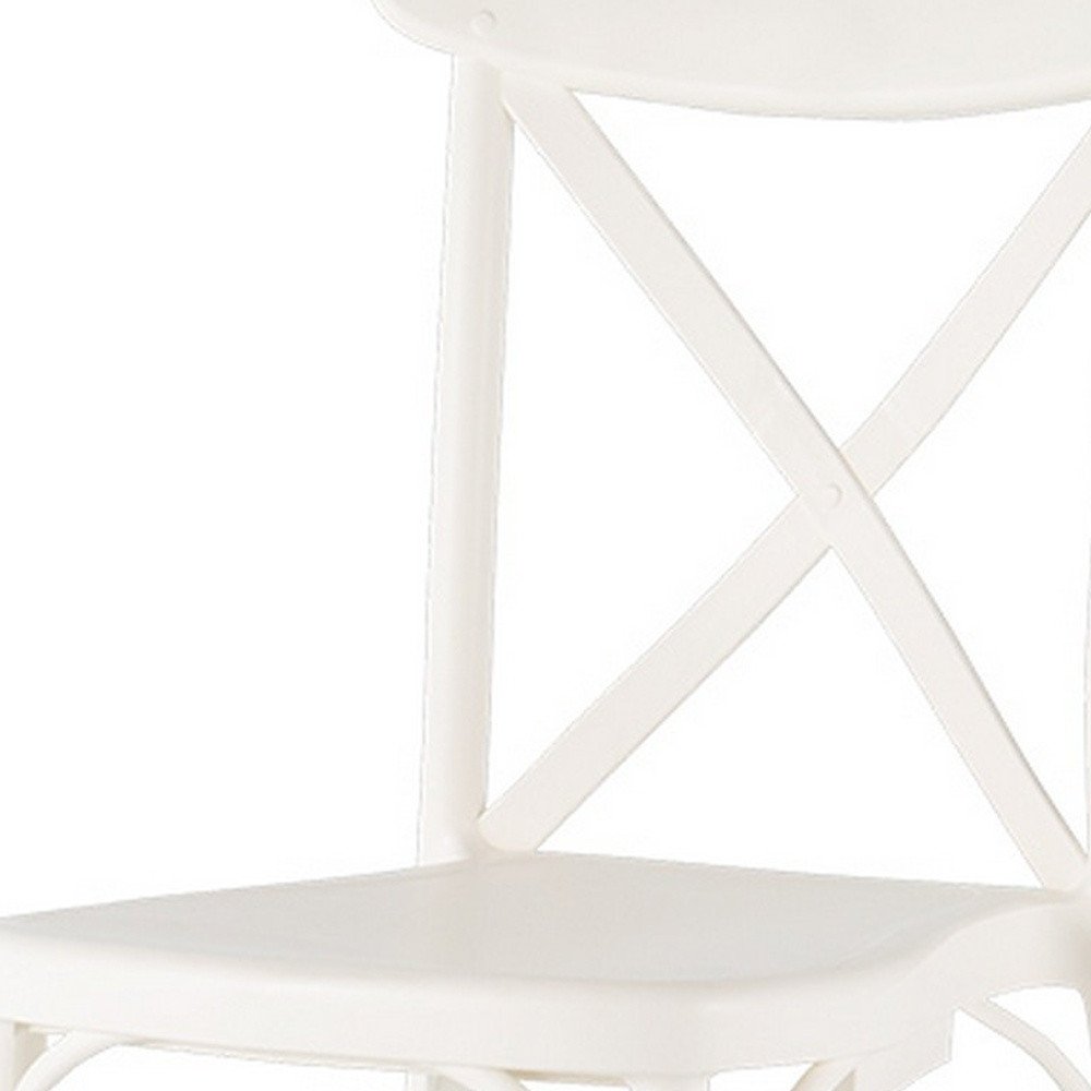 Set of Four 21" White Heavy Duty Plastic Outdoor Stacking Dining Chairs