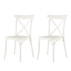 Set of Two White Heavy Duty Plastic Outdoor Stacking Dining Chairs
