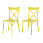 Set of Two Yellow Heavy Duty Plastic Outdoor Dining Chairs