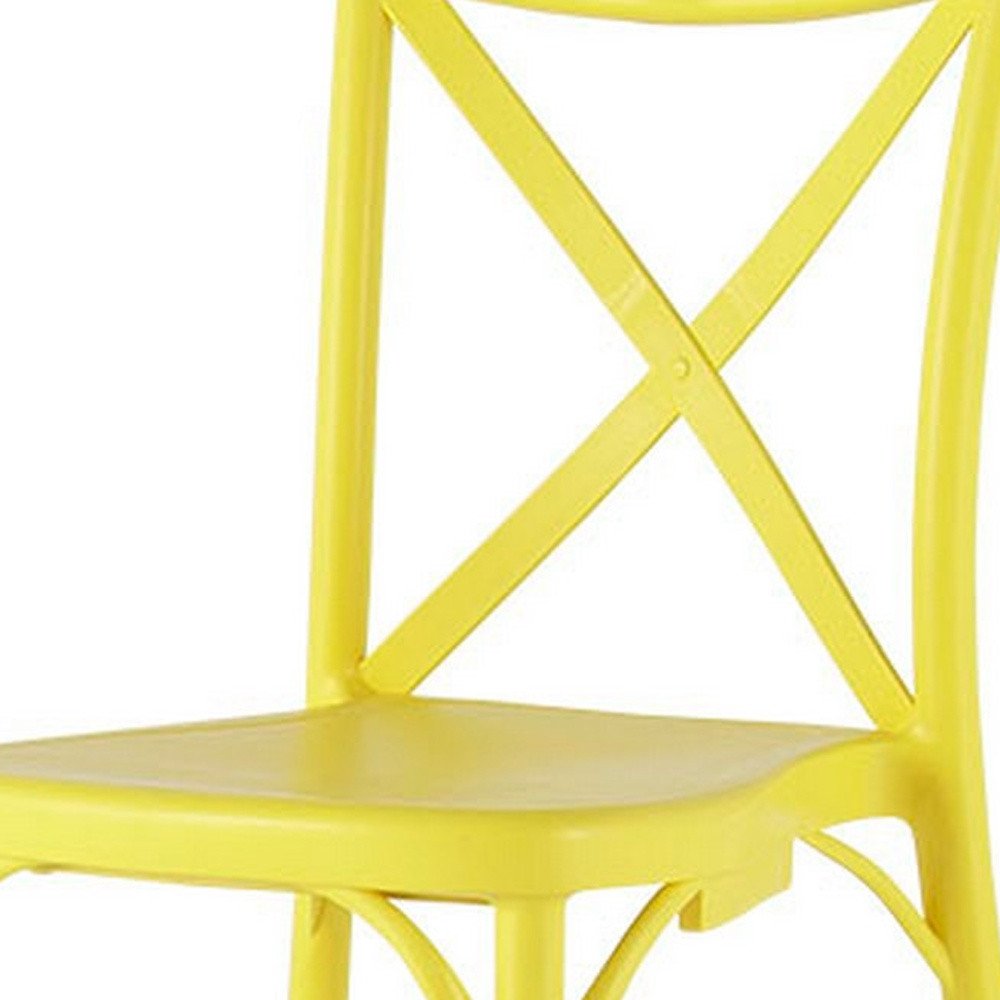 Set of Two Yellow Heavy Duty Plastic Outdoor Dining Chairs