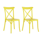 Set of Two Yellow Heavy Duty Plastic Outdoor Dining Chairs