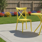 Set of Two Yellow Heavy Duty Plastic Outdoor Dining Chairs
