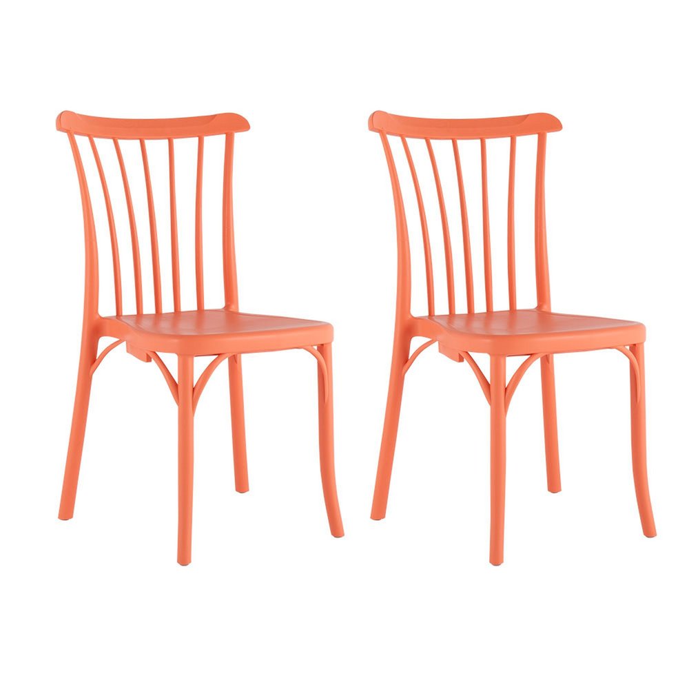 Set of Four 22" Salmon Heavy Duty Plastic Outdoor Stacking Dining Chairs