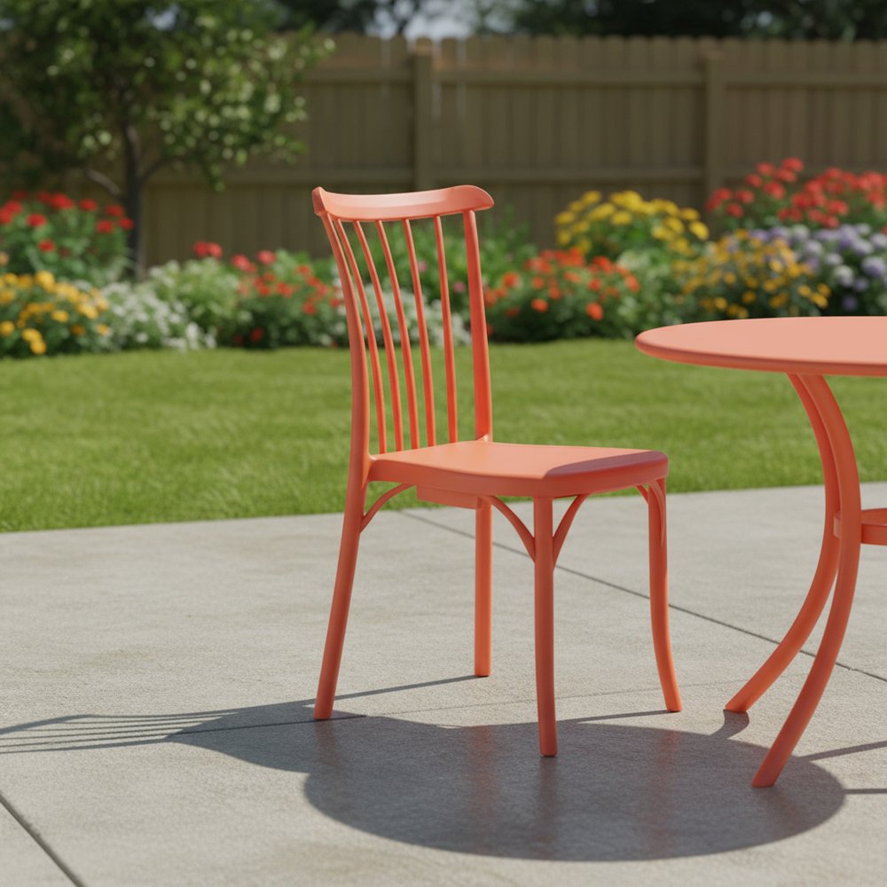 Set of Two Salmon Heavy Duty Plastic Outdoor Stacking Dining Chairs