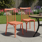 Set of Two Salmon Heavy Duty Plastic Outdoor Stacking Dining Chairs