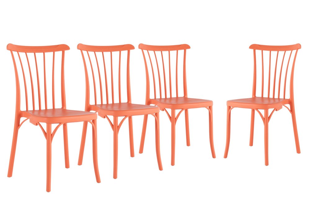 Set of Four 22" Salmon Heavy Duty Plastic Outdoor Stacking Dining Chairs