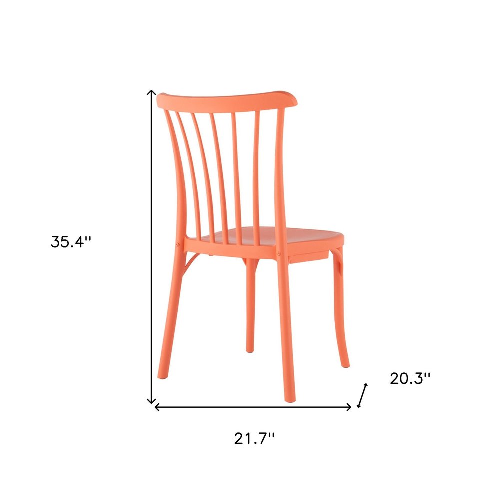 Set of Four 22" Salmon Heavy Duty Plastic Outdoor Stacking Dining Chairs