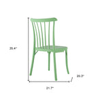 Set of Two Green Heavy Duty Plastic Outdoor Stacking Dining Chairs