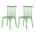 Set of Two Green Heavy Duty Plastic Outdoor Stacking Dining Chairs