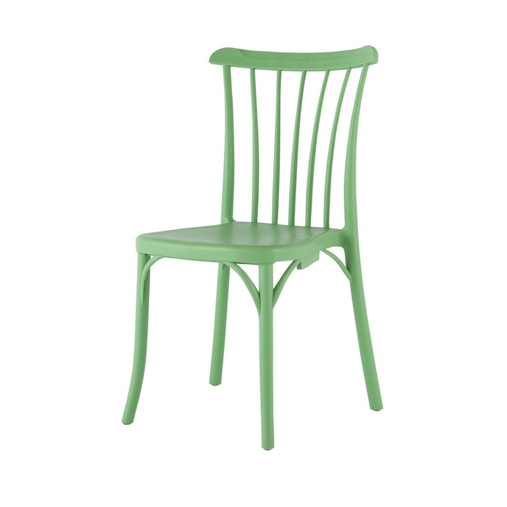 Set of Two Green Heavy Duty Plastic Outdoor Stacking Dining Chairs