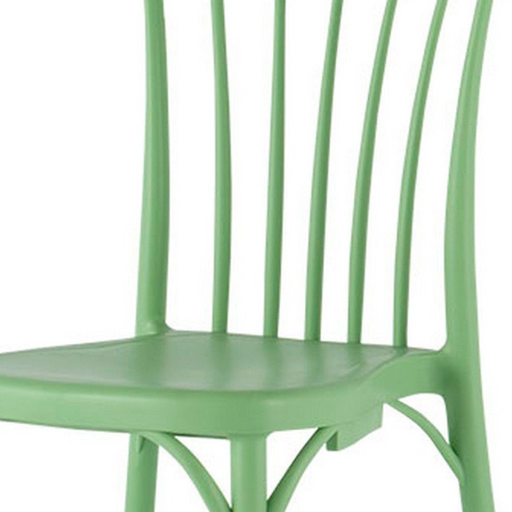 Set of Two Green Heavy Duty Plastic Outdoor Stacking Dining Chairs