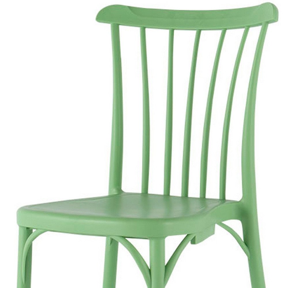 Set of Two Green Heavy Duty Plastic Outdoor Stacking Dining Chairs