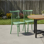 Set of Two Green Heavy Duty Plastic Outdoor Stacking Dining Chairs