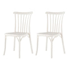 Set of Two White Heavy Duty Plastic Outdoor Stacking Dining Chairs